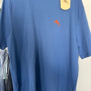Timmy Bahama Blue Men's Shirt with Orange Logo